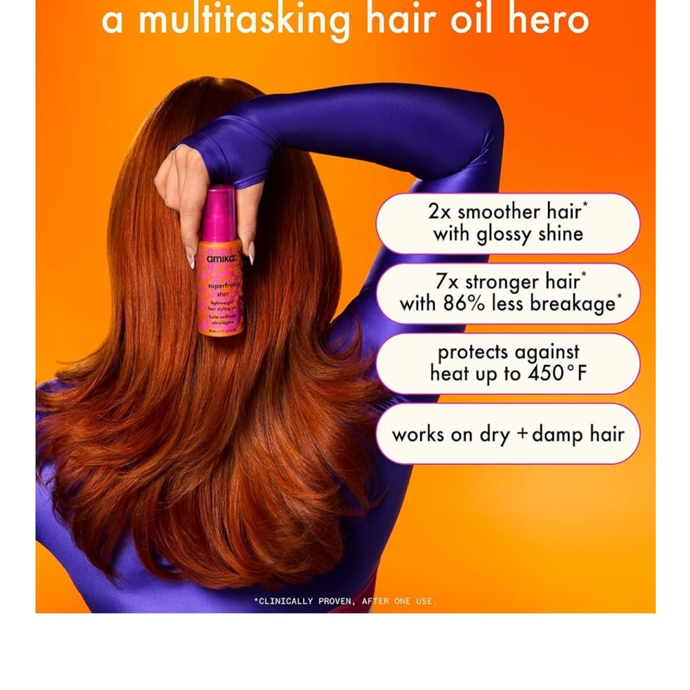 Amika Superfruit Star Hair Oil in Vibrant Pink and Orange - Picture 2 of 10